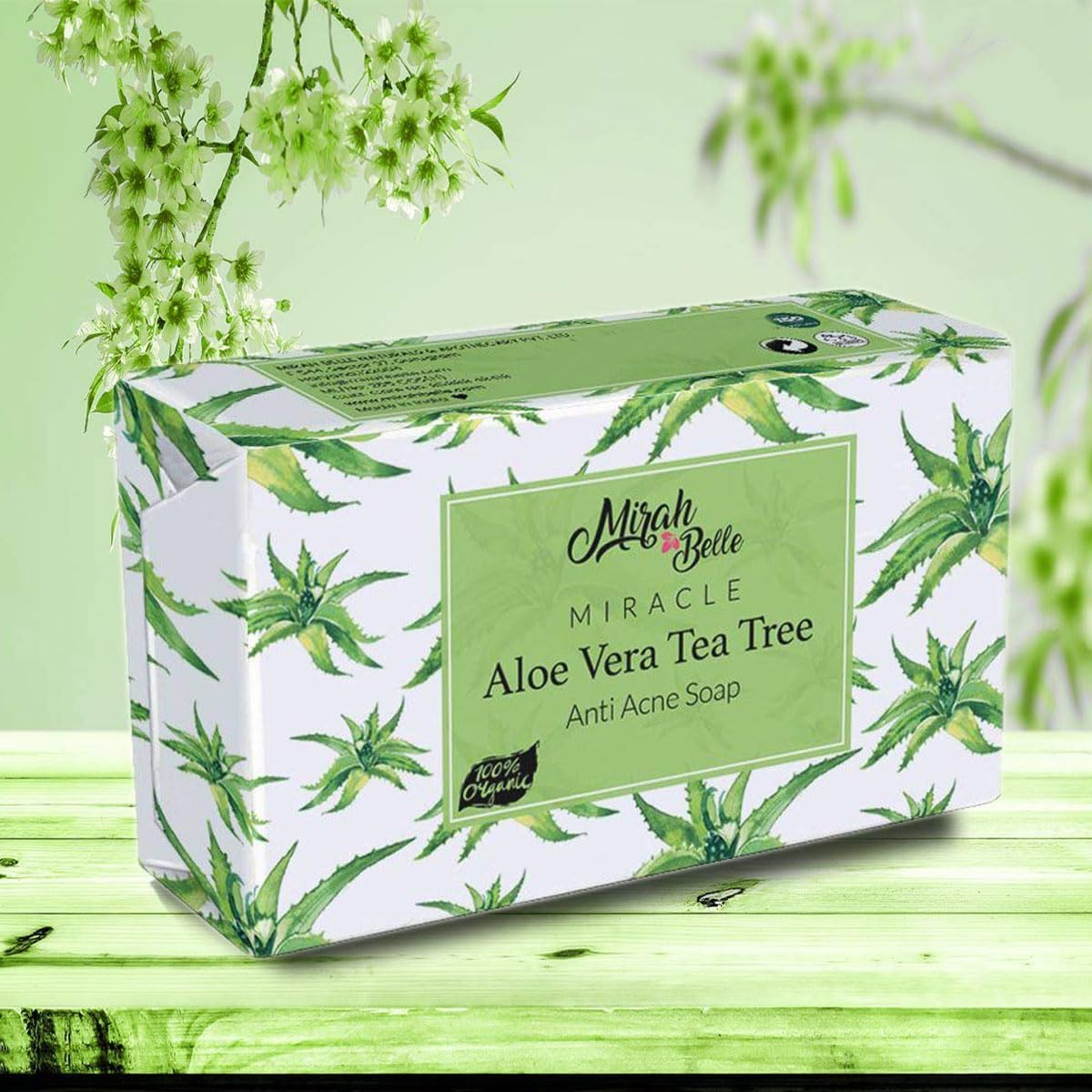 Mirah Belle - Organic Aloe Vera - Tea Tree anti Acne Soap Bar -(Pack of 6-125 Gm) - Acne and Infection Prone, Dehydrated Skin. SLS, Paraben, Gmo-Free, 750 Gm image number 2