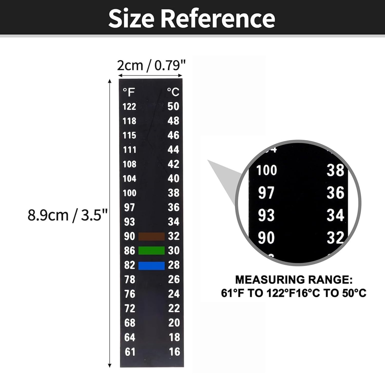 Fish Tank Temperature Gauge Stickers, 6Pcs Stick-On Digital Temperature Thermometer Strip, Adhesive Temperature Sticker Aquarium Thermometer Fish Tank Test Strips image number 6