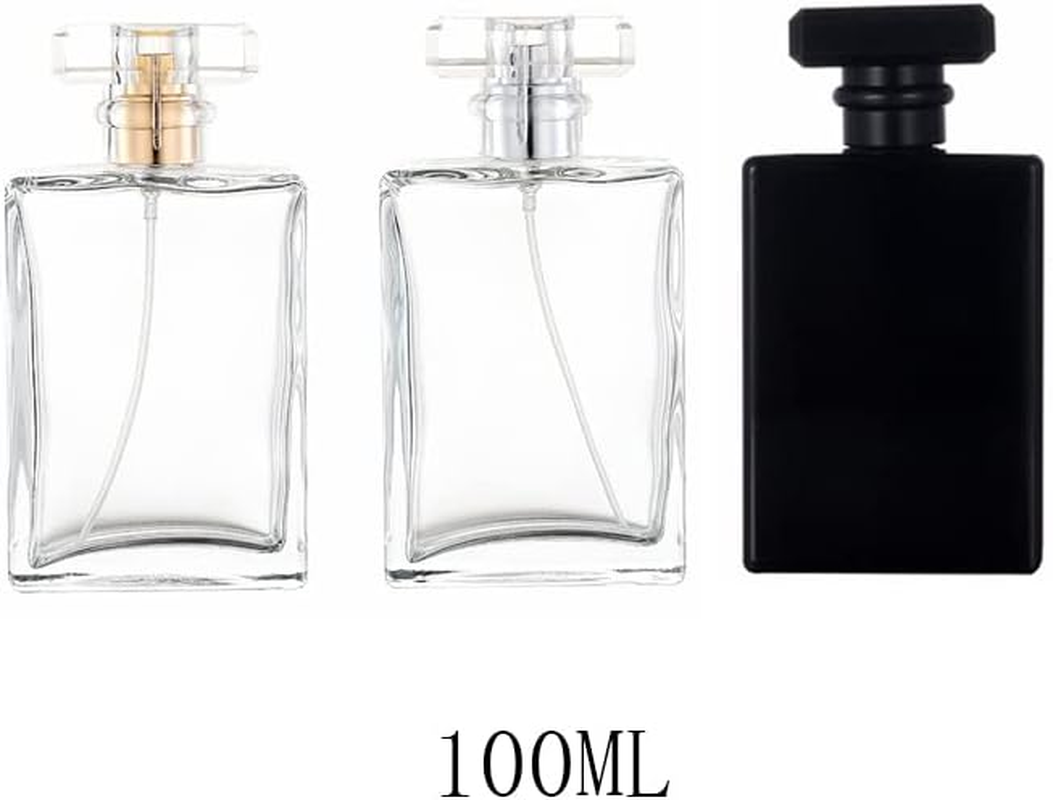 2 Pack 100Ml Clear Thick Glass Perfume Atomizer,Empty Refillable Perfume Spray Bottle for Men and Women,Portable Fragrance Fine Mist Spray Bottle Dispenser for Travel (Silver） - Black image number 6
