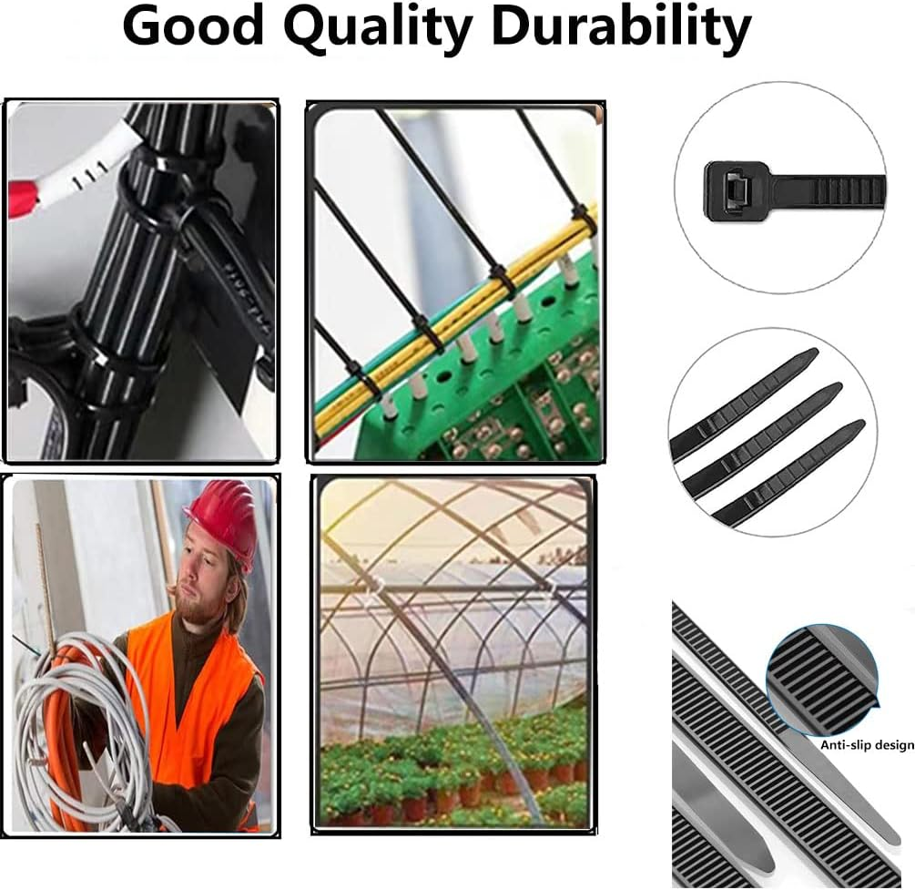 Idopick Cable Zip Ties,200 Packs Self-Locking Strong Nylon Cable Ties 200Mm*3.6Mm,Multi-Purpose Wire Management Ties,Plastic Wire Ties Perfect for Home,Garden Trellis,Office,Garage and Workshop image number 6