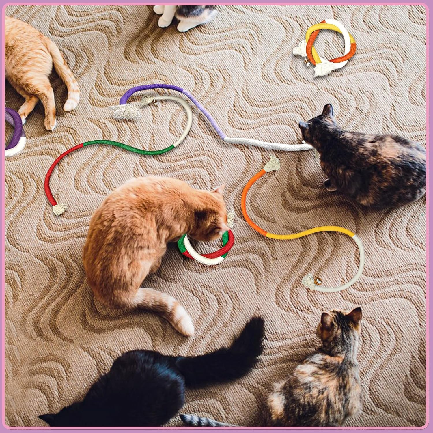 Andiker Pack of 2 Cat Chew Rope, Catnip Sticks, Interactive Cat Toy for Cat Teeth Cleaning (Green) image number 1