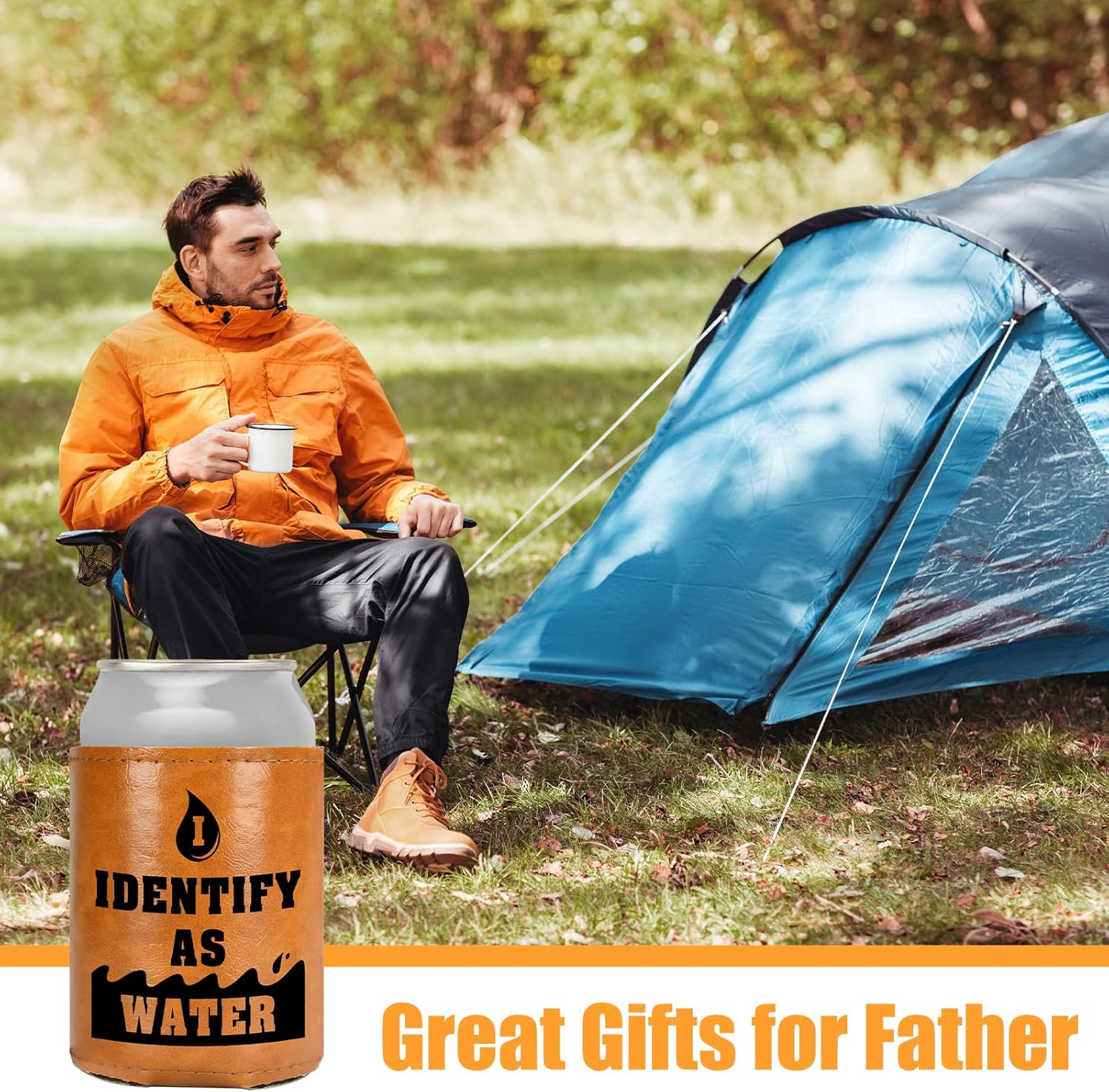 White Elephant Gifts for Adults Leather Can Cooler for Men Christmas Stocking Stuffers Gifts for Dad from Daughter Son Fathers Day Birthday Gag Ldeas Funny Retirement Gift image number 6