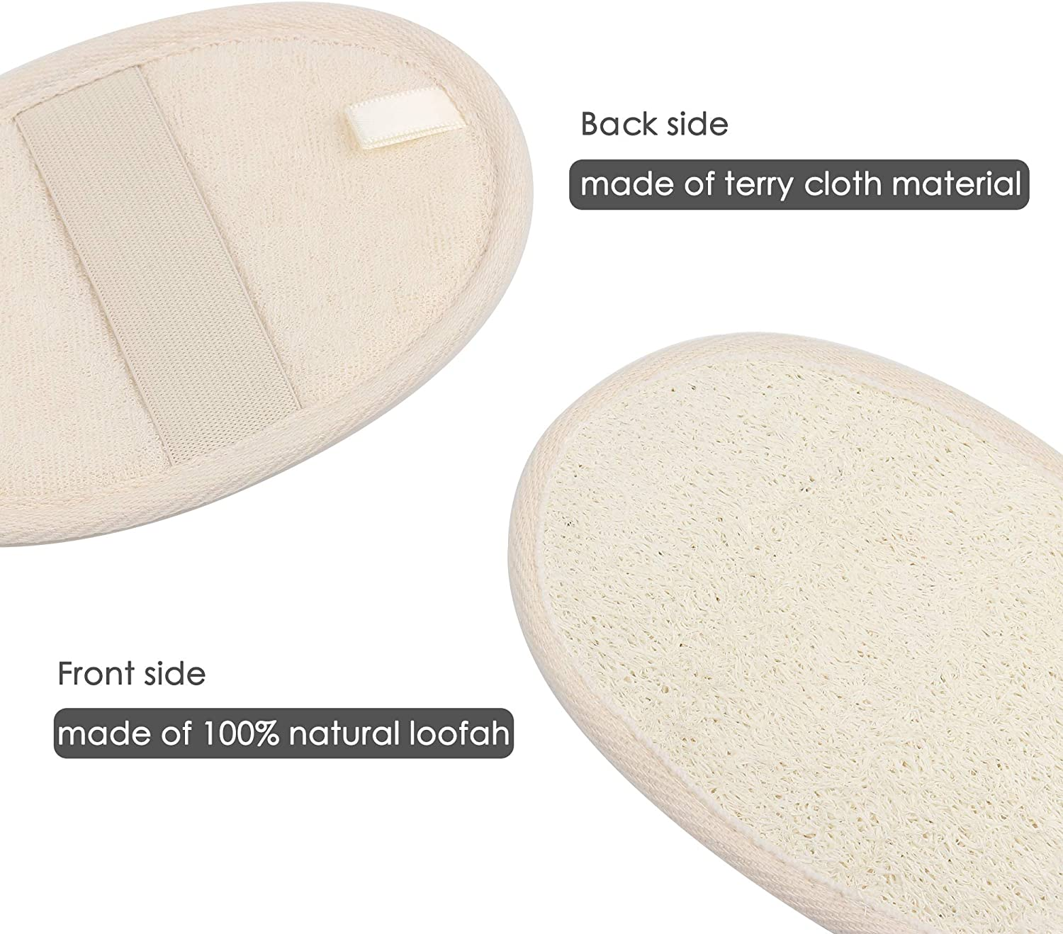 10-Pack Exfoliating Loofah Sponge Pads - Natural Luffa & Terry Cloth, Body Scrubbers for Shower & Bath Mooerca