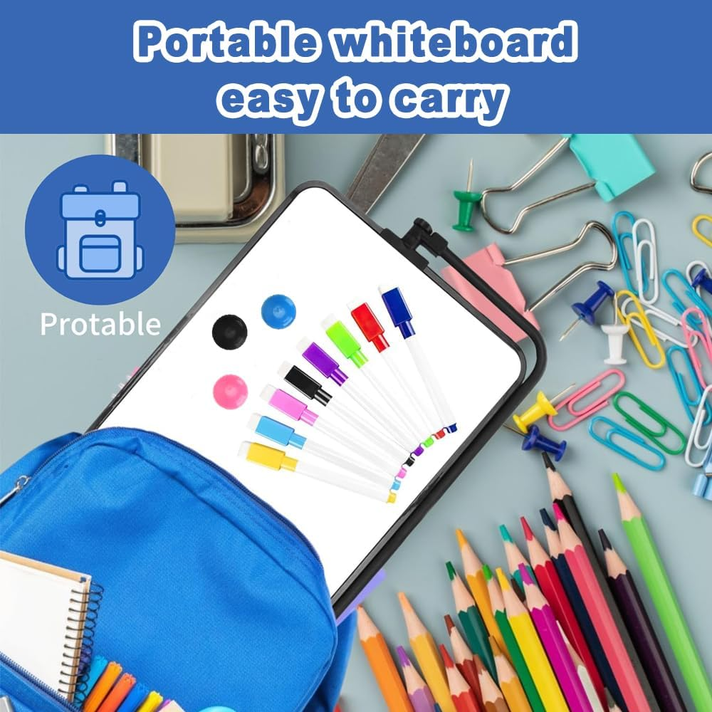 Magnetic Whiteboard Desk Double Sided White Boards with Stand Portable Small White Board Reusable for Office, Classroom,Home School Kids Drawing to Do List (42 * 30Cm) image number 1