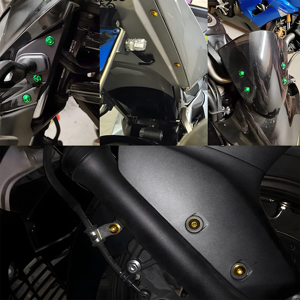 BELOMI Motorcycle Fairing Bolt Kit, 177Pcs M5 M6 Motorcycle Windscreen Screws, Aluminum Fasteners Fairing Bolts Nut Clips Kit, Mounting Kits Washers Nuts Screws Assortment for Sport Bikes (Red)