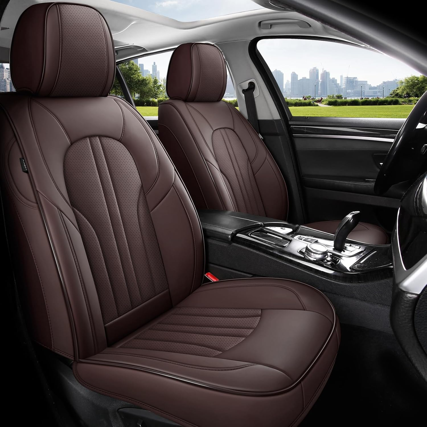 MINGBRON Car Seat Covers,Car Seat Protector Waterproof,Seat Covers Full Set, Car Seat Protectors,Automotive Seat Covers Fit for Most Cars Brown