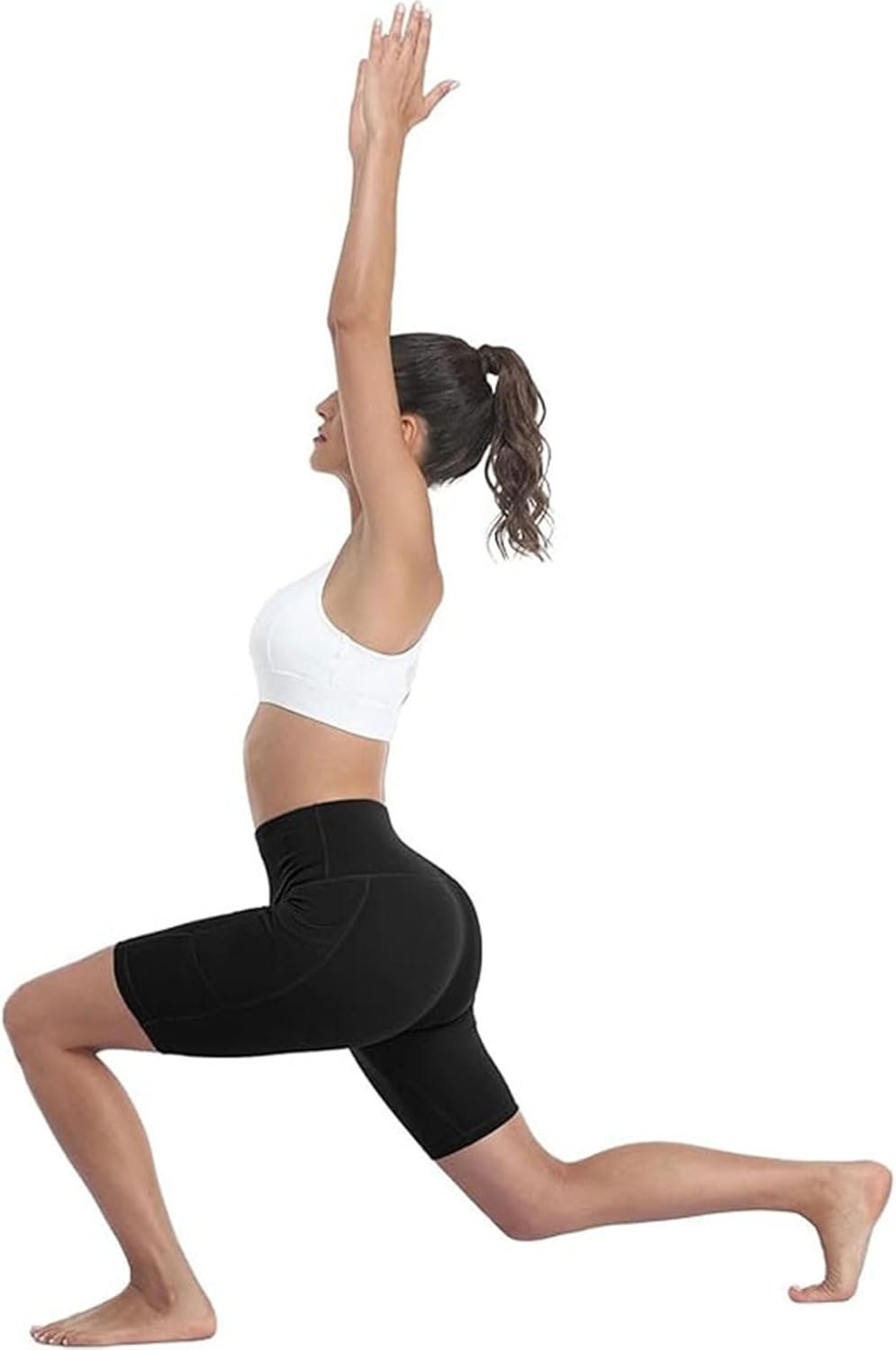 Luzcauwy High Waist Yoga Shorts for Women with Tummy Control and Deep Pockets, Black Workout Athletic Shorts, Running Shorts Women, Ideal for Sports & Fitness Activities image number 3