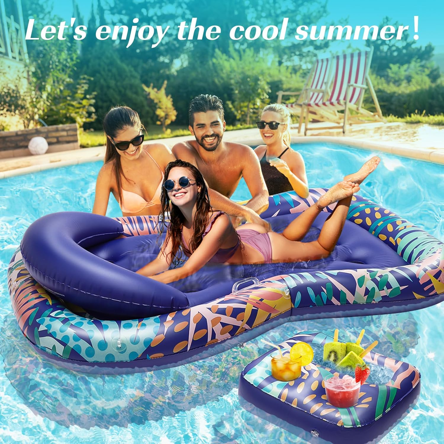 Heysplash Inflatable Pool Air Mattress with Cup Holder, Pool Inflatable Bed in Mermaid Tail Shape Summer Pool Toy Portable Large Inflatable Tanning Pool Outdoor Floating Rafts image number 5