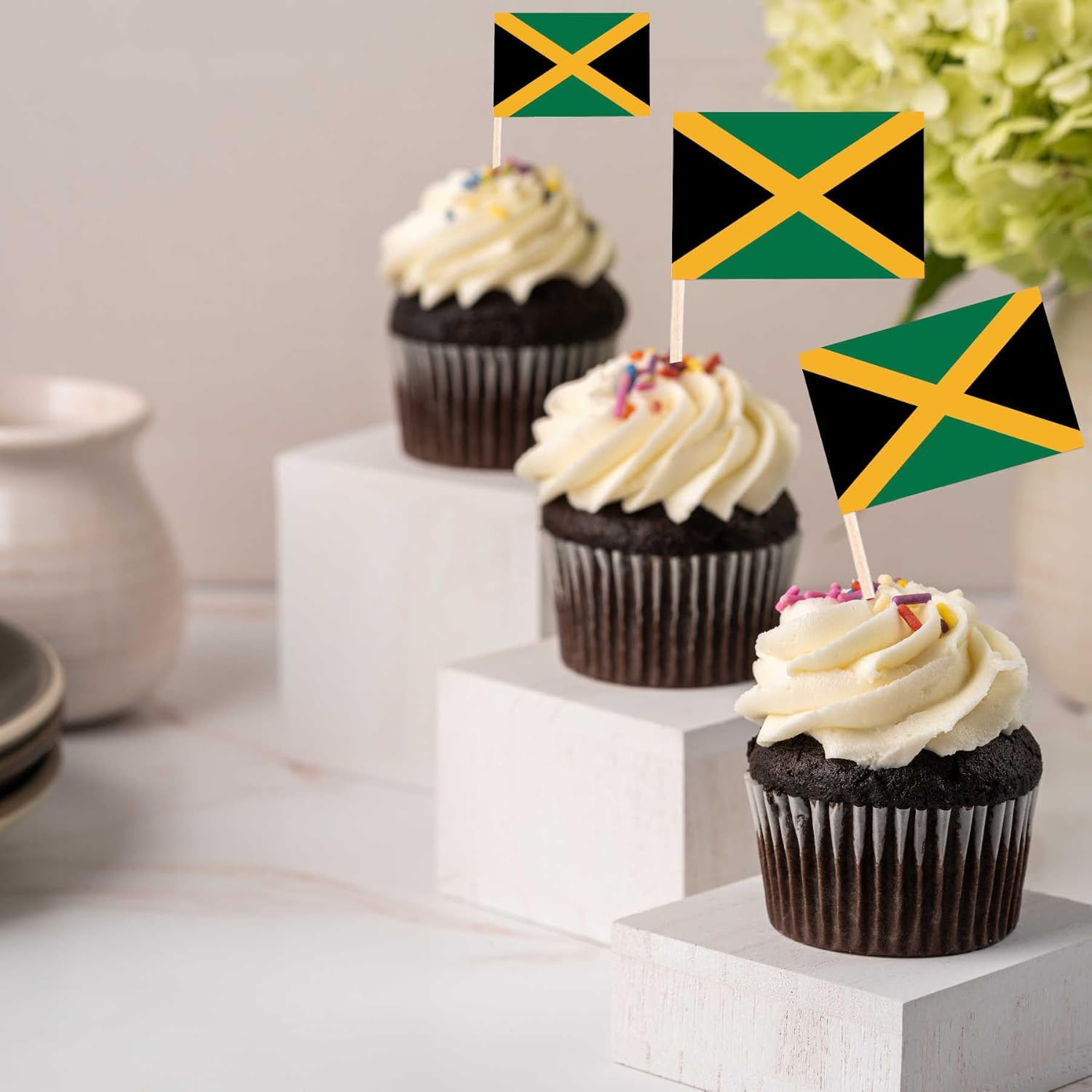 100 PCS Jamaica Flag Cake Topper,Jamaican Cupcake Stand for Party Decoration Supplies image number 3
