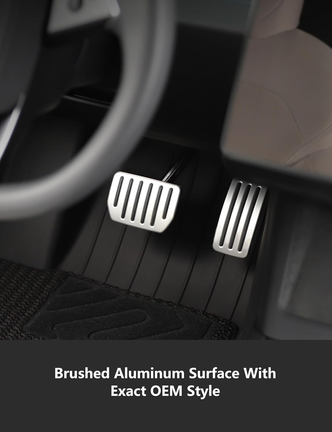 TPARTS Aluminum Self-Flip Lock Performance Pedal Sets Accelerator Brake Pedals Cover for Tesla Model 3 Highland 2024+/Model Y Juniper 2025+ Non-Slip Protector Accessories Foot Pedal Pad Replacement image number 3