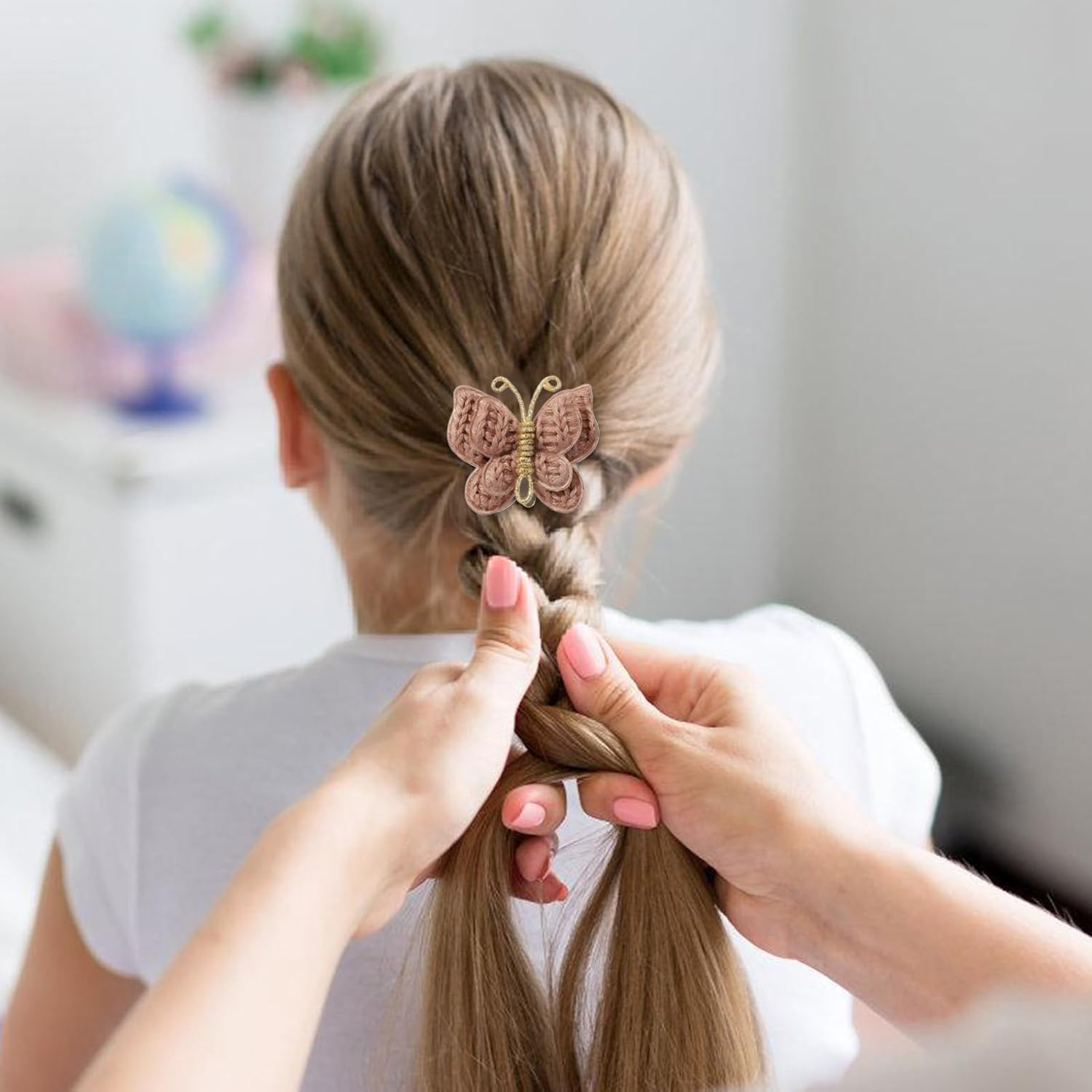 Xinghonyac 12 Pcs Butterfly Hair Clips, Soft Wool Barrettes for Girls, Handmade Butterfly Flower Hair Accessories for Thin & Thick Hair, Bow-Adorned Barrettes image number 2