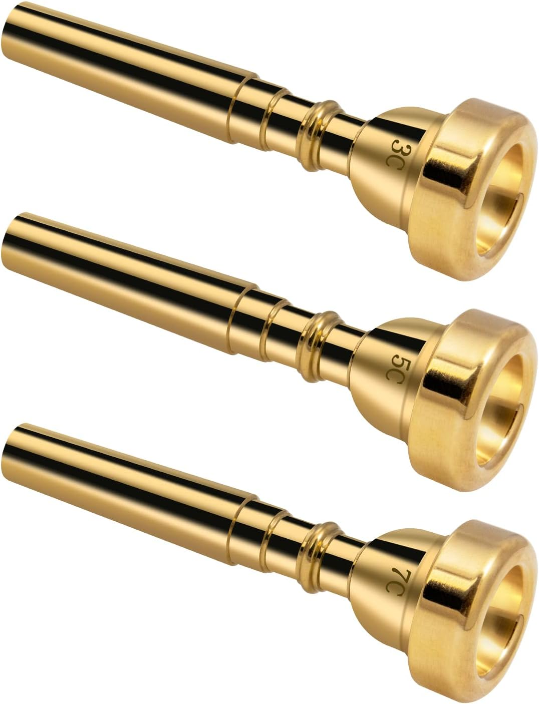 3Pack Trumpet Mouthpiece 3C 5C 7C Trumpet Accessories, Trumpet Mouthpiece Set with Brass Suitable for Beginners and Professional Players （Silver）