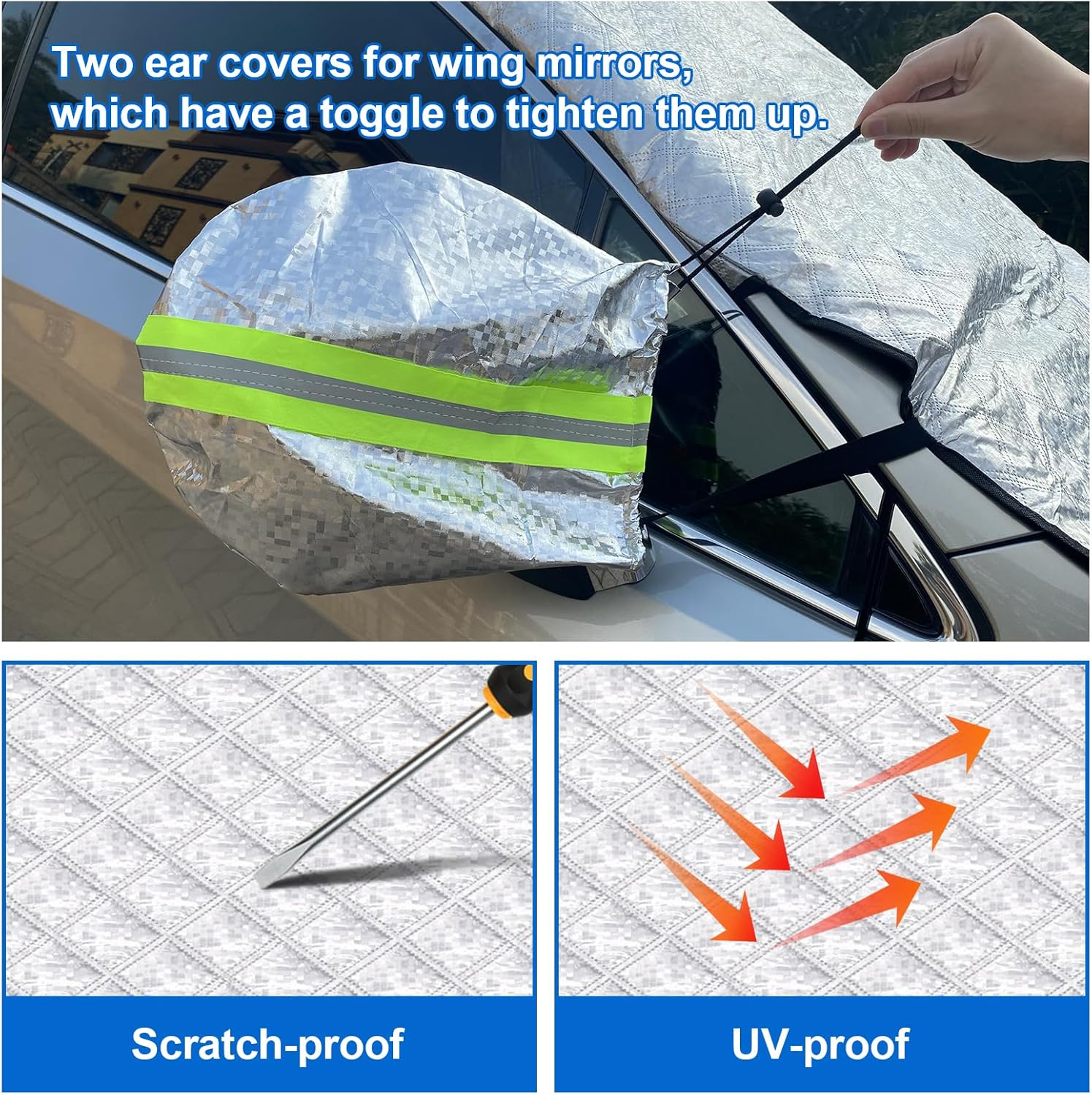 Range Tour Car Windshield Snow Cover with Fixing Strap, Automotive Windshield Cover for Snow, Ice, Sun Windshield Cover Dust Cover Car Protector for Winter Summer(148X114Cm) image number 2