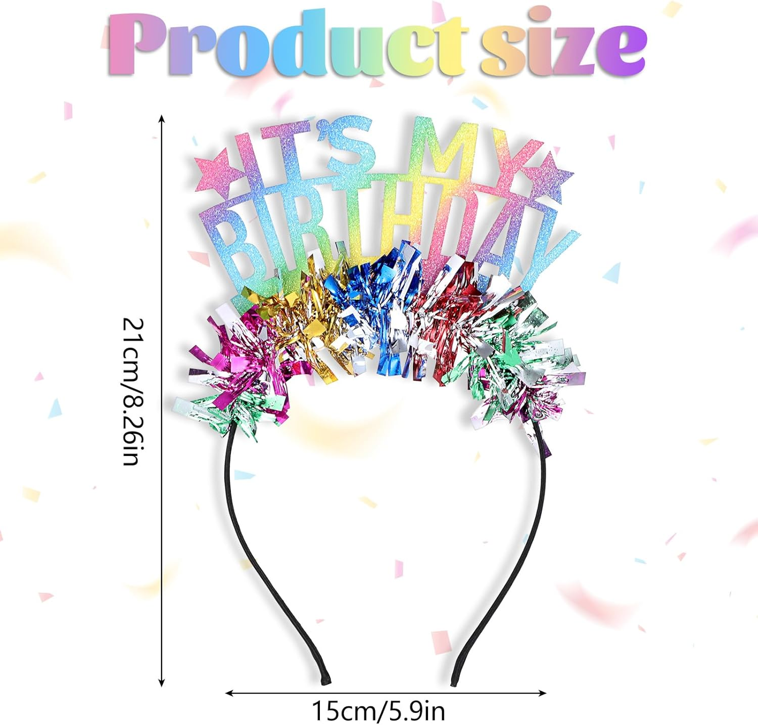 Oruola Its My Birthday Headband,Colorful Birthday Headband, Glitter Rainbow Tassel Tiara Birthday Crowns for Women Party,Sweet Happy Birthday Tiara Accessories for Kids Toddlers Girls Women image number 6