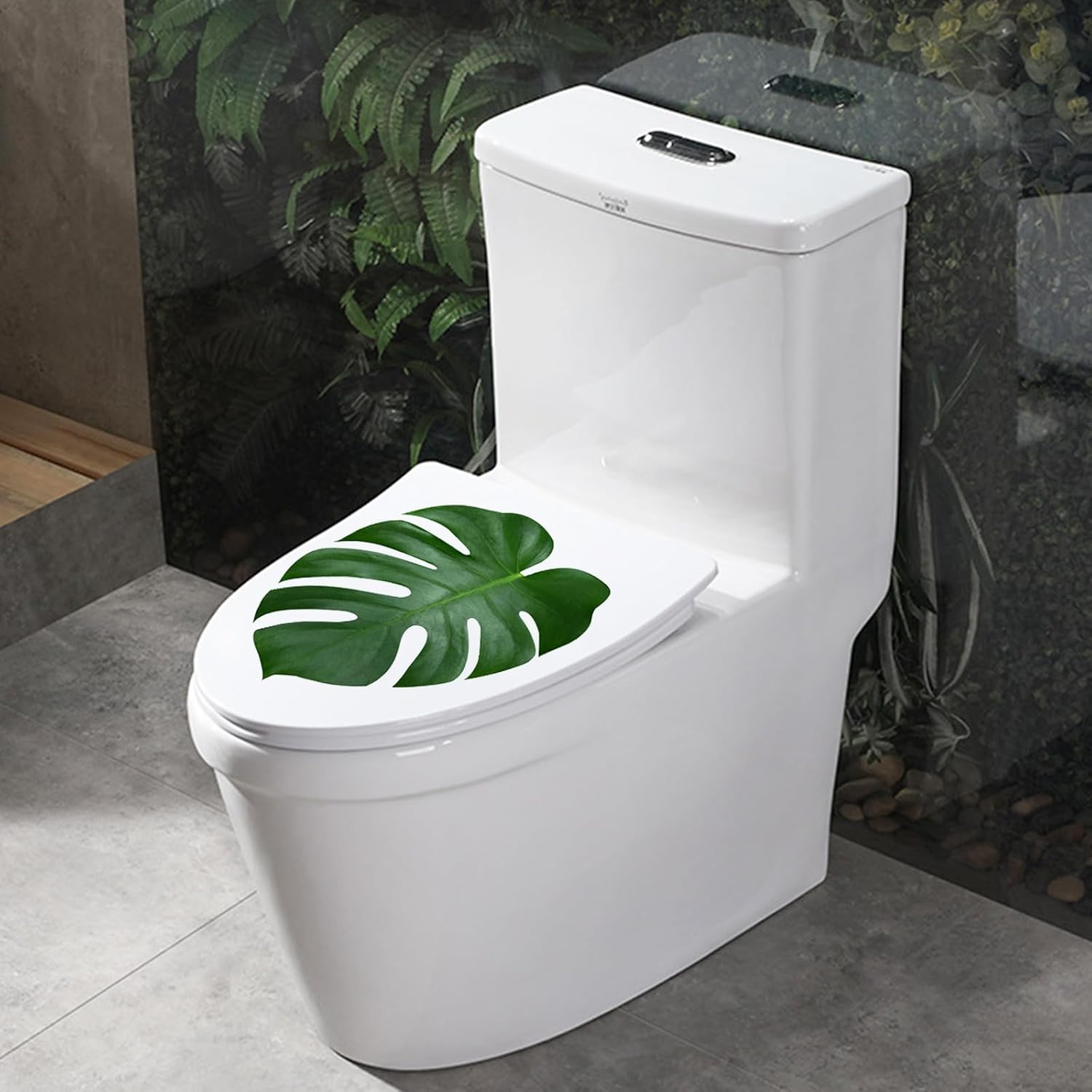 Green Plants Toilet Seat Sticker and Decals - Cistern Wall Sticker, Lid Decals, Bolt Covers for Bathroom Cabinet Decoration (4, Multi) image number 4