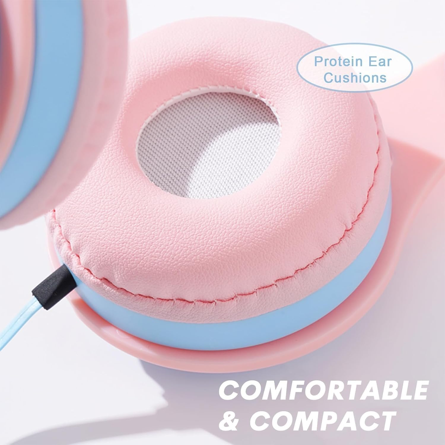 Children'S Headphones with Cable over Ear Children'S Headphones Wired Earphones Headphones for Children over Ear Adjustable Headband Foldable Adjustable Headphones with Volume Limiter for School - Pink image number 4