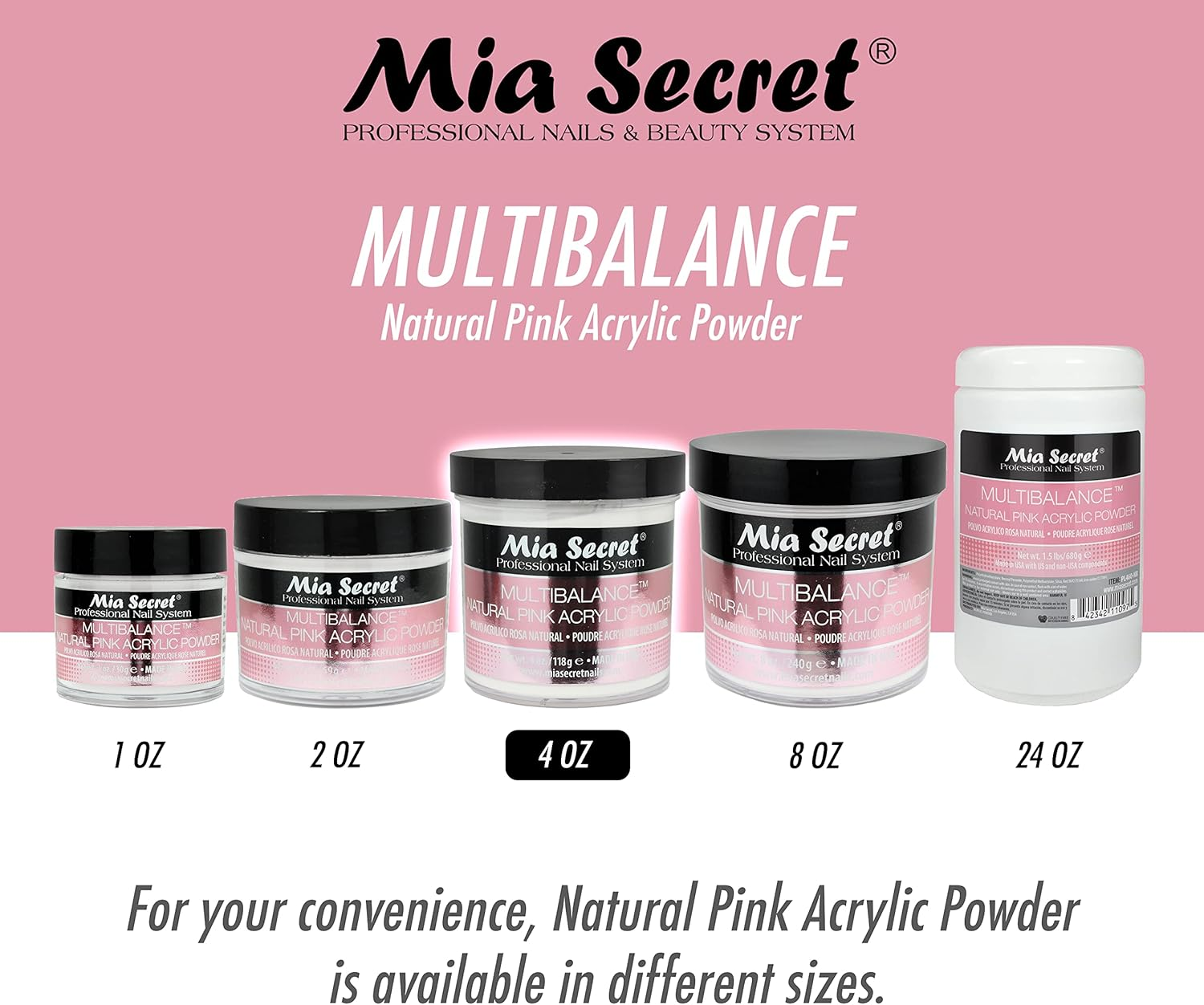 Mia Secret Acrylic Powder Multi Balance Natural Pink - 120Ml image number 4