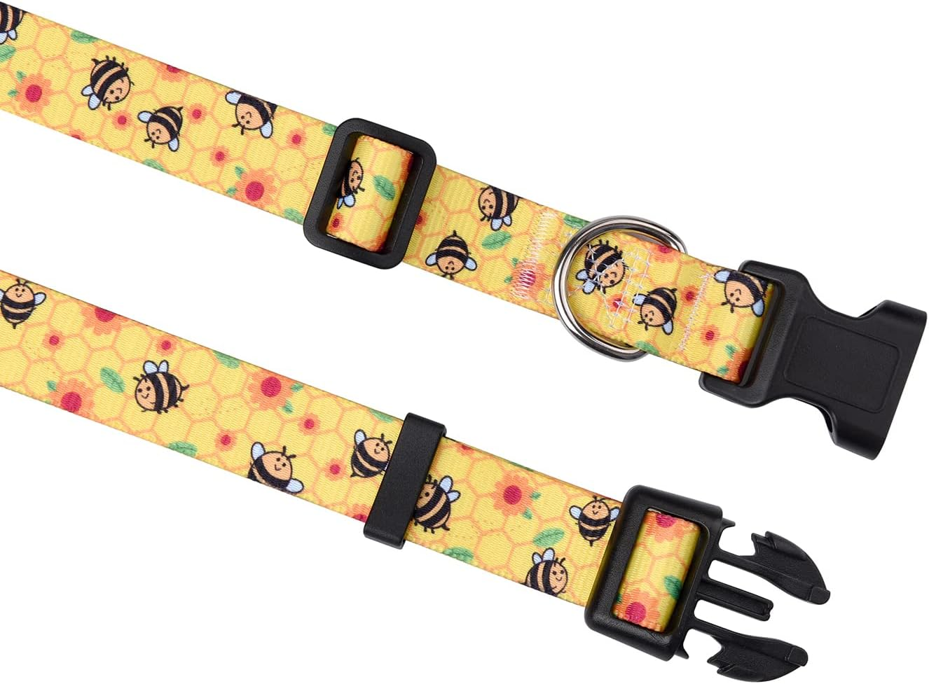 Mihqy Dog Collar with Bohemia Floral Tribal Geometric Patterns - Soft Ethnic Style Collar Adjustable for Small Medium Large Dogs(Bee,Xs) image number 2
