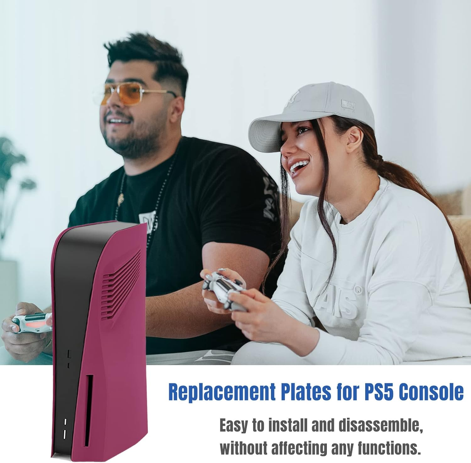 Disc Edition Face Plates with Cooling Vents Cover Skins Shell Panels for PS5 Console, Accessories for Playstation 5 Protective Shell Replacement Faceplate (Cosmic Red)