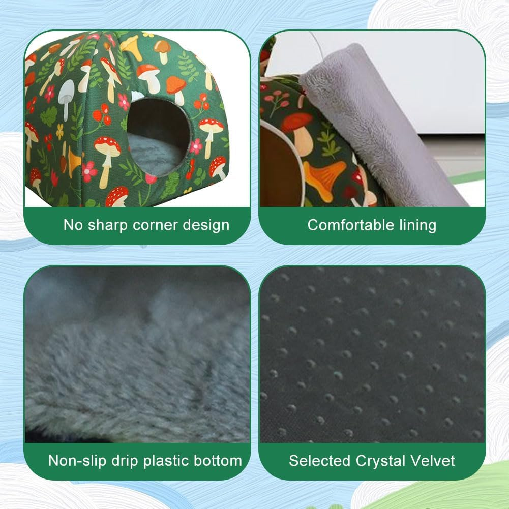 Guinea Pig Bed with Removable Pad Washable Semi-Enclosed Winter Warm Hamster House Sleeping Bed Cave Shelter Small Animal Hideaway for Dwarf Rabbits Chinchillas Hedgehogs Ferrets Rats (5.91X5.91In)