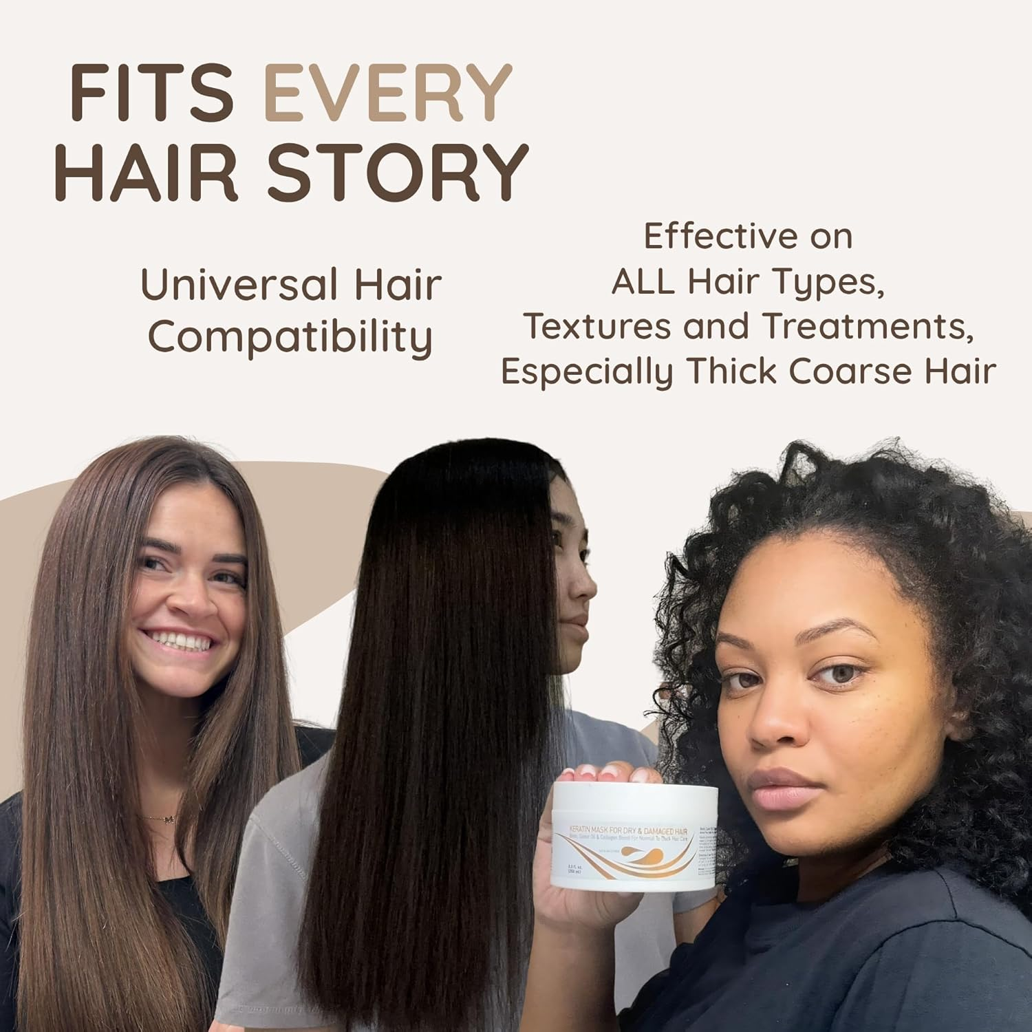 Keratin Dry & Damaged Deep Conditioner Mask - Thick Coarse Hair Care - Keratin Protein & Argan Oil Complex - Long Lasting Conditioning Repair image number 3