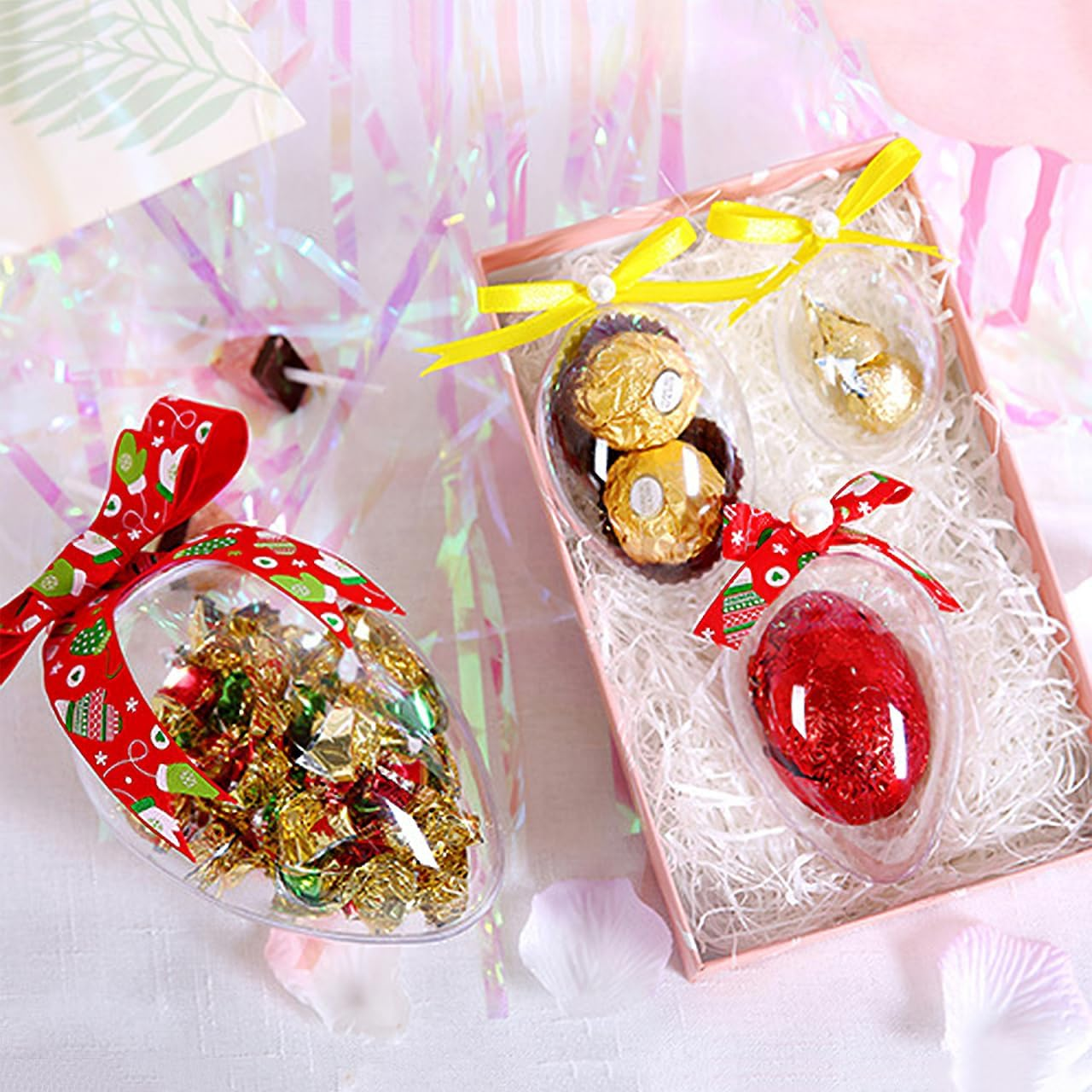 COHEALI Fillable Eggs Clear Easter Eggs Empty Eggs Fillable for Filling, Party Favor, Basket Stuffers, Crafts50X80Mm