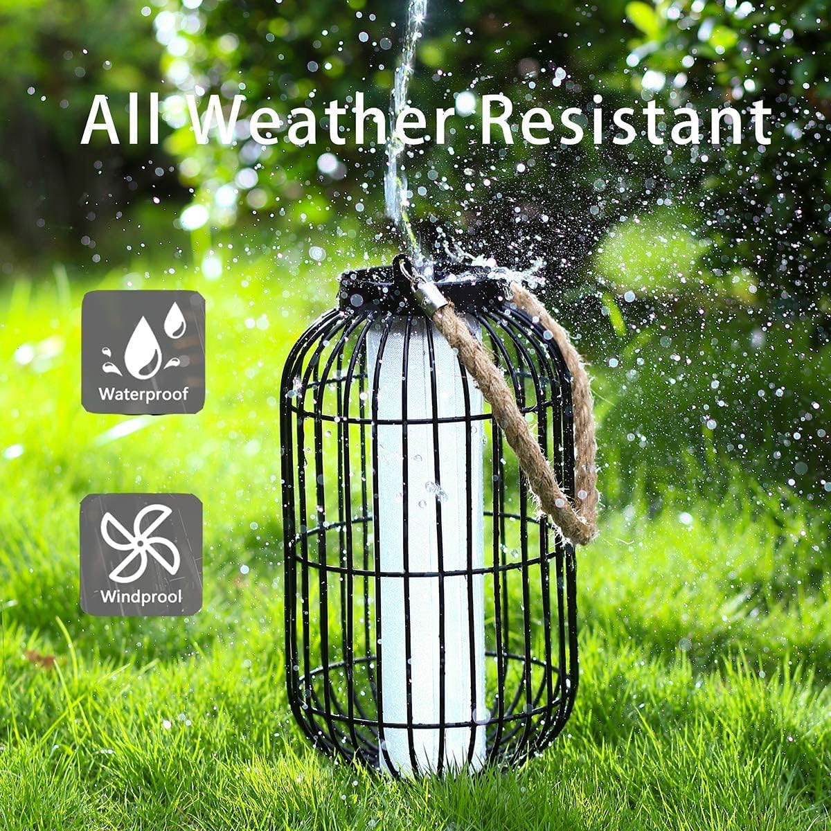 Pearlstar Large Solar Lanterns for Outdoor Use Metal Hanging Lights Decorative Solar Table Lamp Waterproof for Outdoor Patio Yard Garden Porch Table Top Decoration and Gift (Black) image number 2