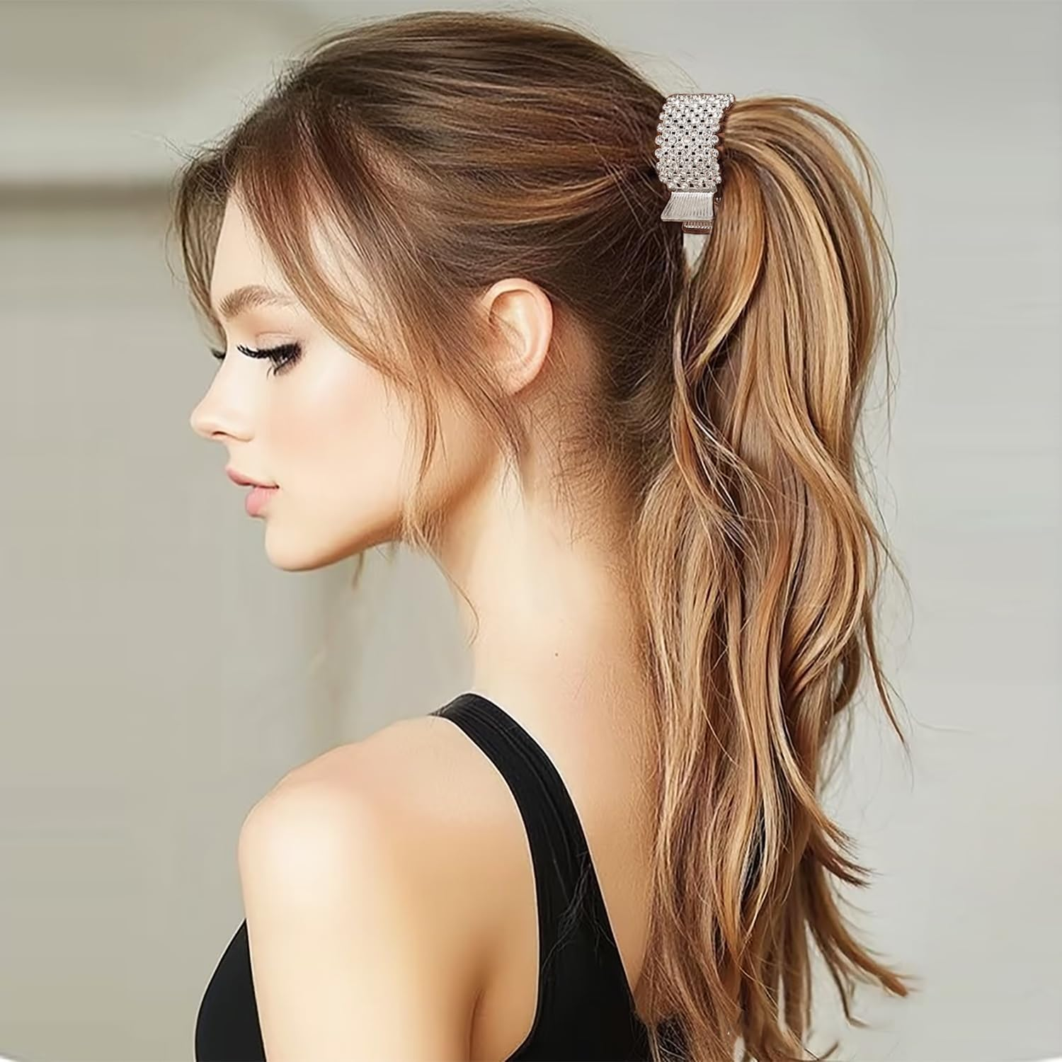 Women'S Hair Clips Metal 3 Pieces Rhinestone Hair Clips Holder High Ponytail Holder Rhinestone for Thick and Thin Hair at Work, Party or Daily Use image number 6