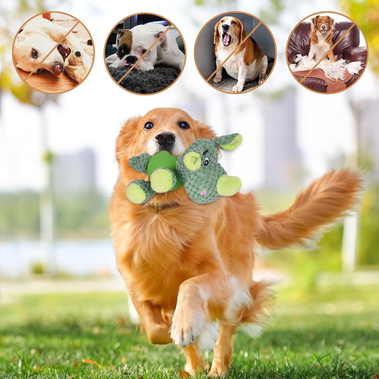 Rhino Dog Toy, Plush Dog Toy, Cute Squeaky Dog Toy with Rubber Ball, Plush Puppy Toy, Stuffed Dog Chew Toy for Puppies, Small and Medium Dogs, Pets image number 3