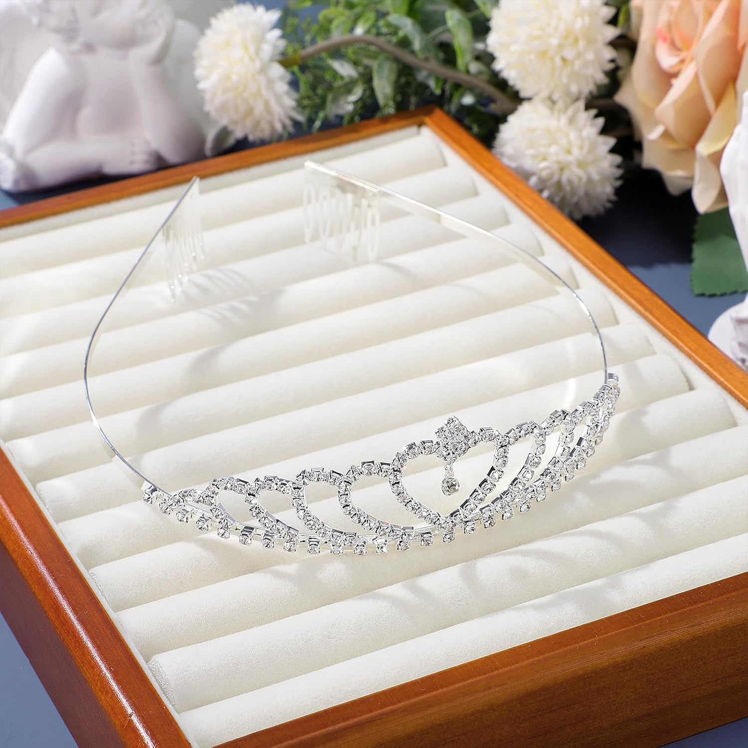 OSALADI Princess Crown Royal Bridal Crystal Tiaras Crown Jewellery Rhinestone Crown Headband Bride Princess for Women Birthday Silver