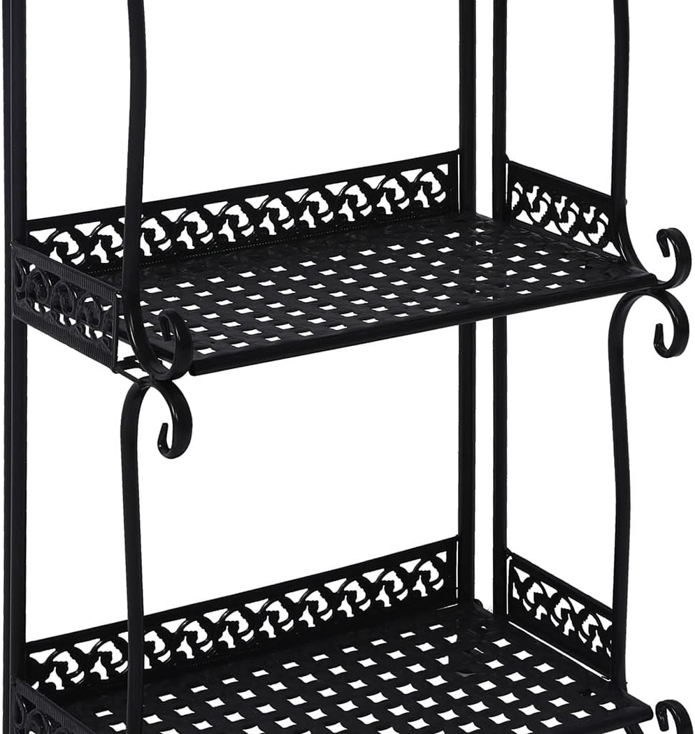 Levede 4 Tiers Outdoor Indoor Metal Flower Pots Plant Stand, Black image number 1