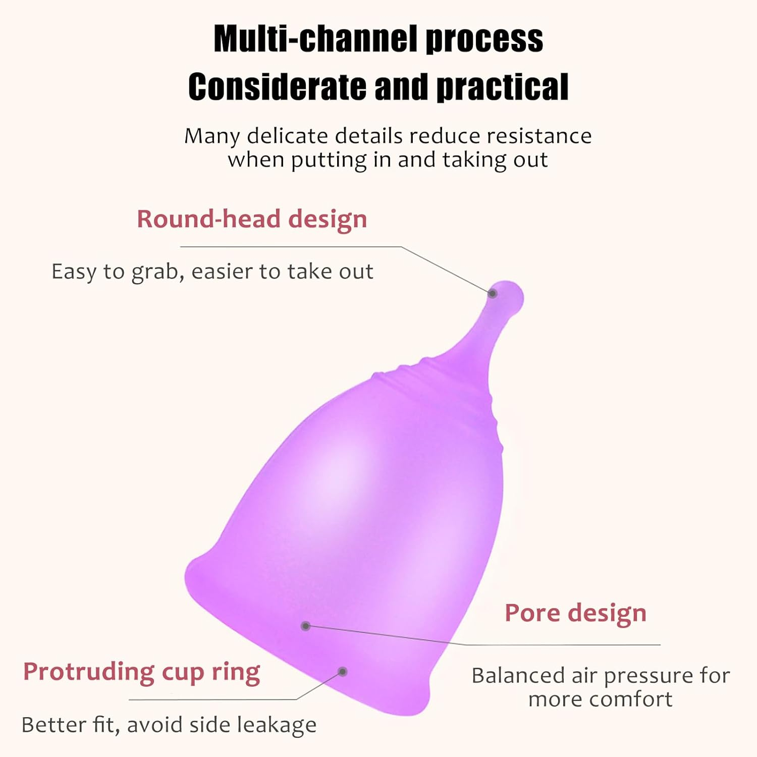 Comfortable and Reusable Menstrual Cup - Menstrual Cups Set of 2 Period Cup Reusable Small Large Sizes Silicone Soft Cups -Leak-Free Alternative Menstrual Protection image number 3