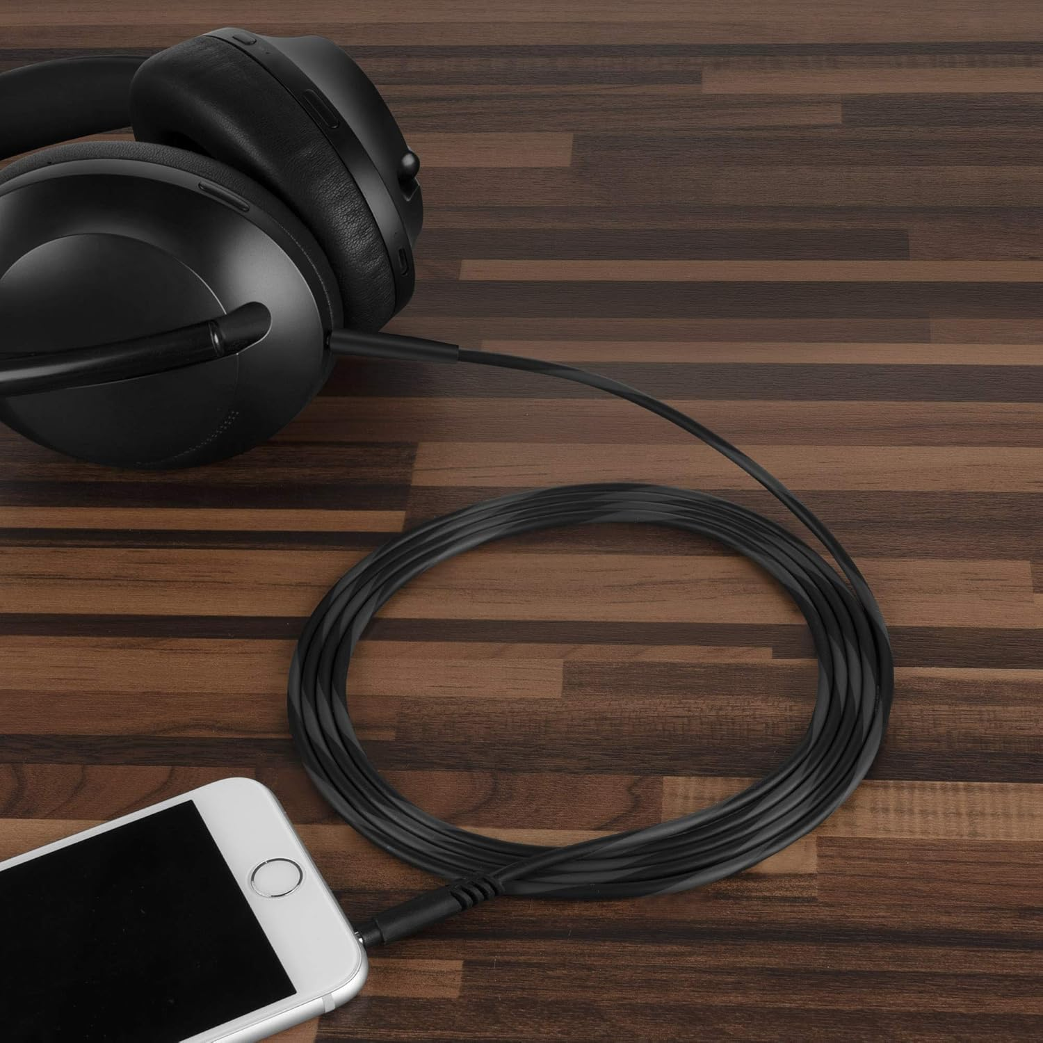 Audio Cable for Bose QC Ultra/45/35/25/700/Se, Quietcomfort Headphones 3.5Mm TRRS to 2.5Mm TRS Replacement Aux Cord with Inline Microphone and Volume Control (5 Ft/1.5M)