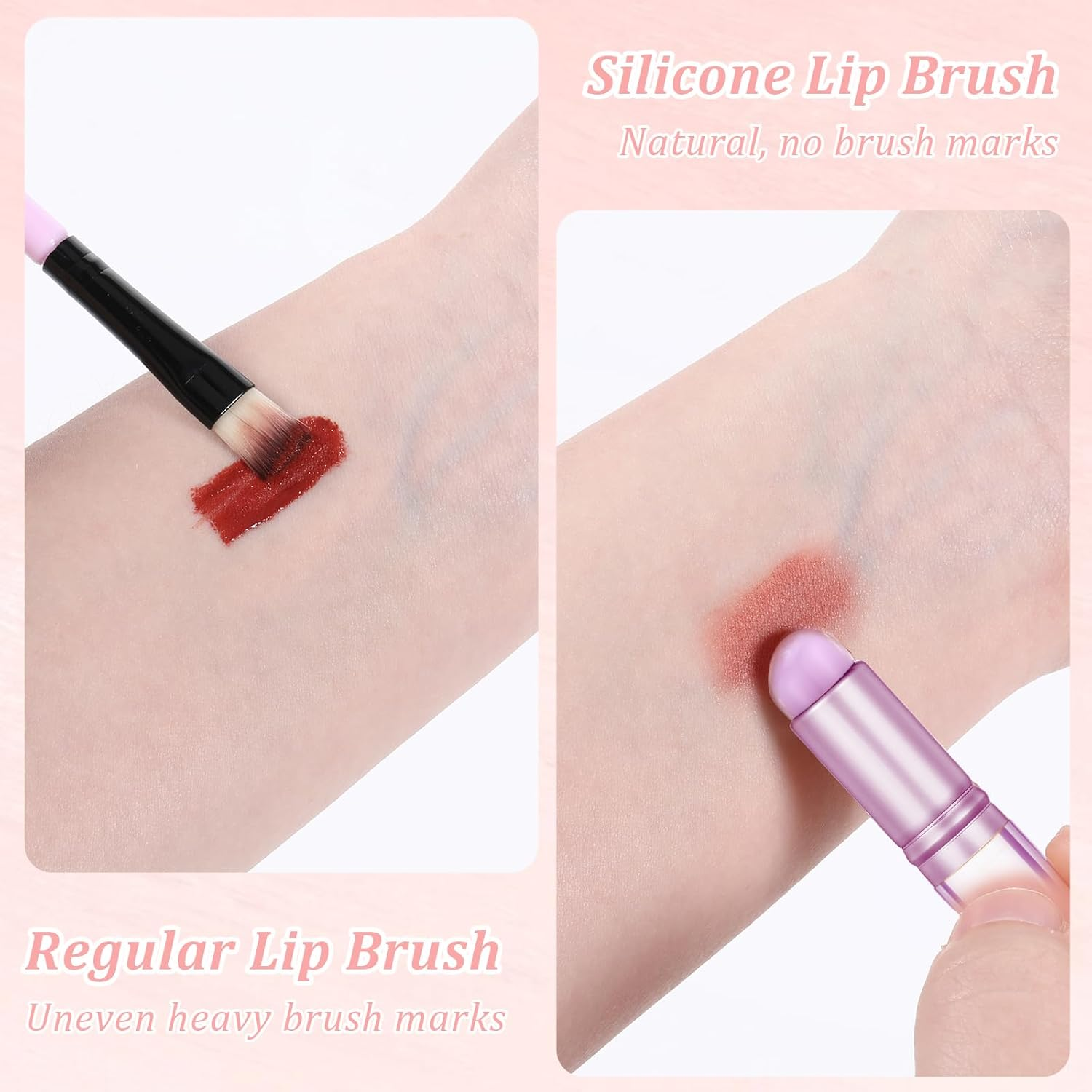 2PCS Silicone Nail Brush, Ombre Nail Brush, Silicone Lip Brush, Reusable Silicone Nail Chrome Applicator, Silicone Nail Brush Tools for Chrome, Ombre, French Nail, Lipstick, Concealer(Purple) image number 5