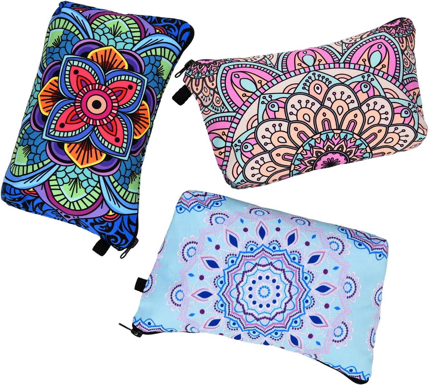 Chuangdi 6 Pieces Makeup Bag Toiletry Pouch Waterproof Cosmetic Bag with Mandala Flowers Patterns, 6 Styles image number 3