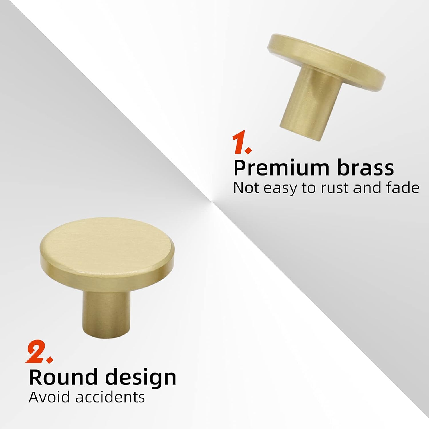 Cabinet Knobs Worthplanet 10 Pack 28 X20Mm Brushed Brass Cabinet Knobs Gold Drawer Knobs for Dresser Drawers Kitchen Bathroom Hardware Door Knobs W200020 (M) image number 2