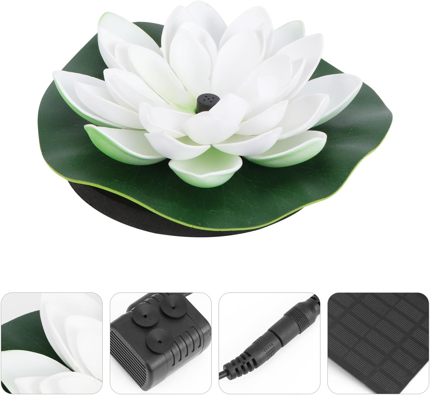 Solar-Powered Lotus Fountain White Floating Water Pump for Garden Ponds Fish Tanks Aquarium Decor Automatic Outdoor Flower Water Circulation