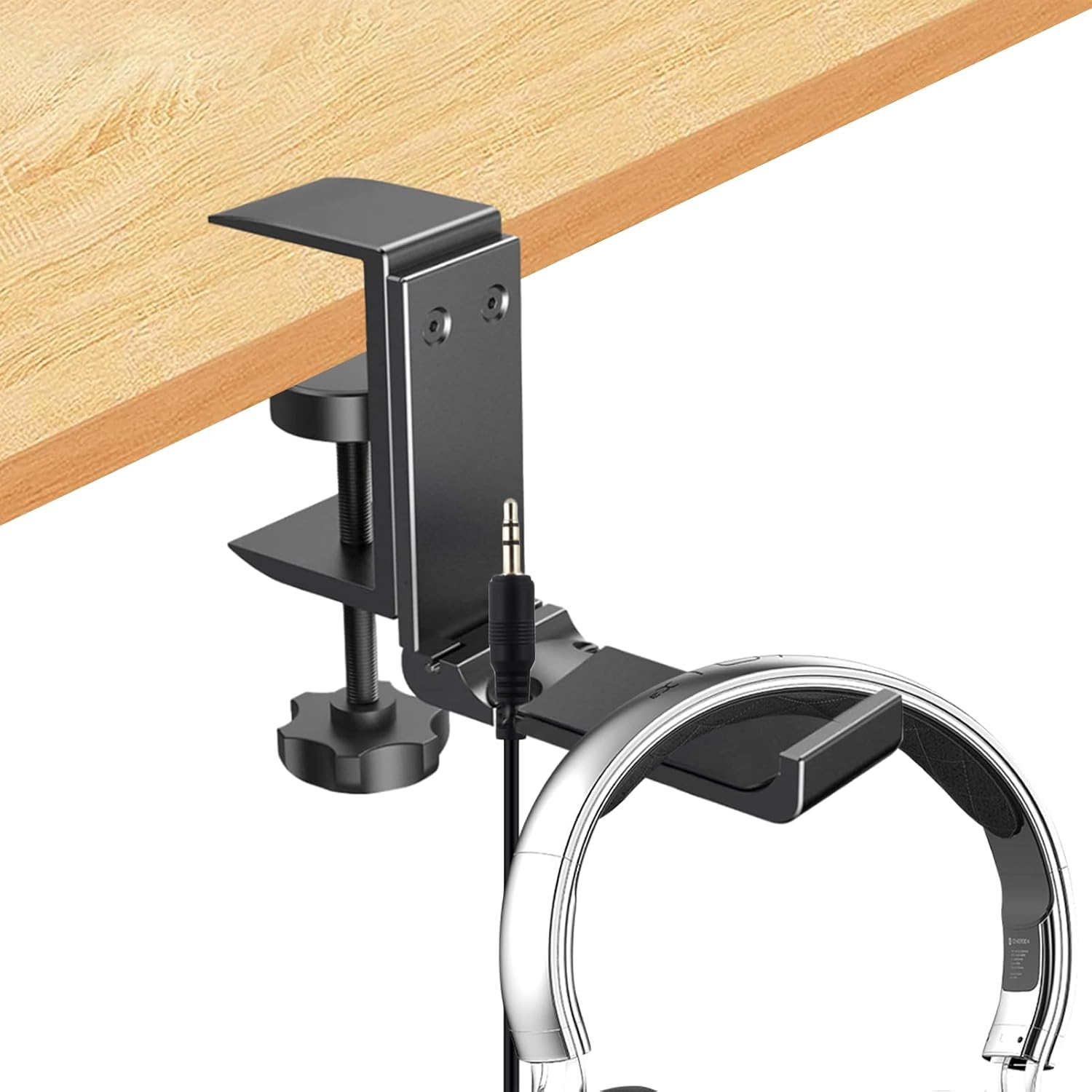 Aluminum Headphone Stand Hanger Foldable,Headphone Holder,Headset Holder with Cable Clip Clamp Hook under Desk, save Your Space While Working & Gaming image number 4