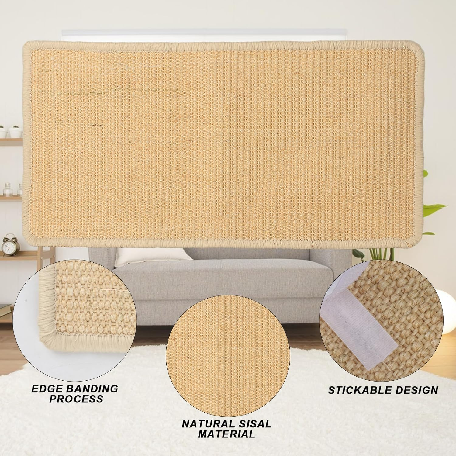 Cat Scratching Mat, Pack of 2 Sisal Carpet Cats, 50 X 25 Cm, Sisal Cat Scratching Mat, Cat Scratching Board, Scratching Mat, Wall, Sisal Mat, Sisal Doormat Carpet for Sofa, Furniture, Door, Cat image number 1