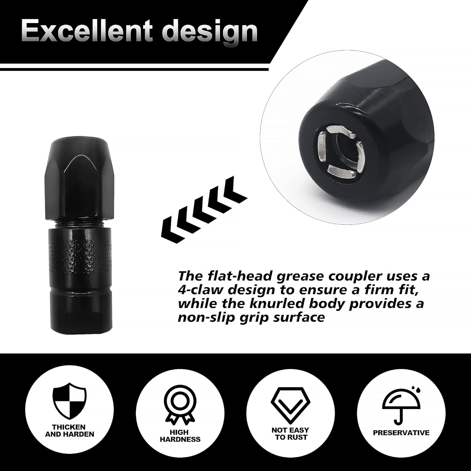 39In 6-Piece Grease Gun Hose Kit, Grease Gun Accessories Set Includes 2Pcs 39" Flex Grease Hose Extension, 2Pcs 4-Jaw Standard Grease Couplers and 2Pcs Sharp Nozzles (1/8" NPT)&hellip; image number 3