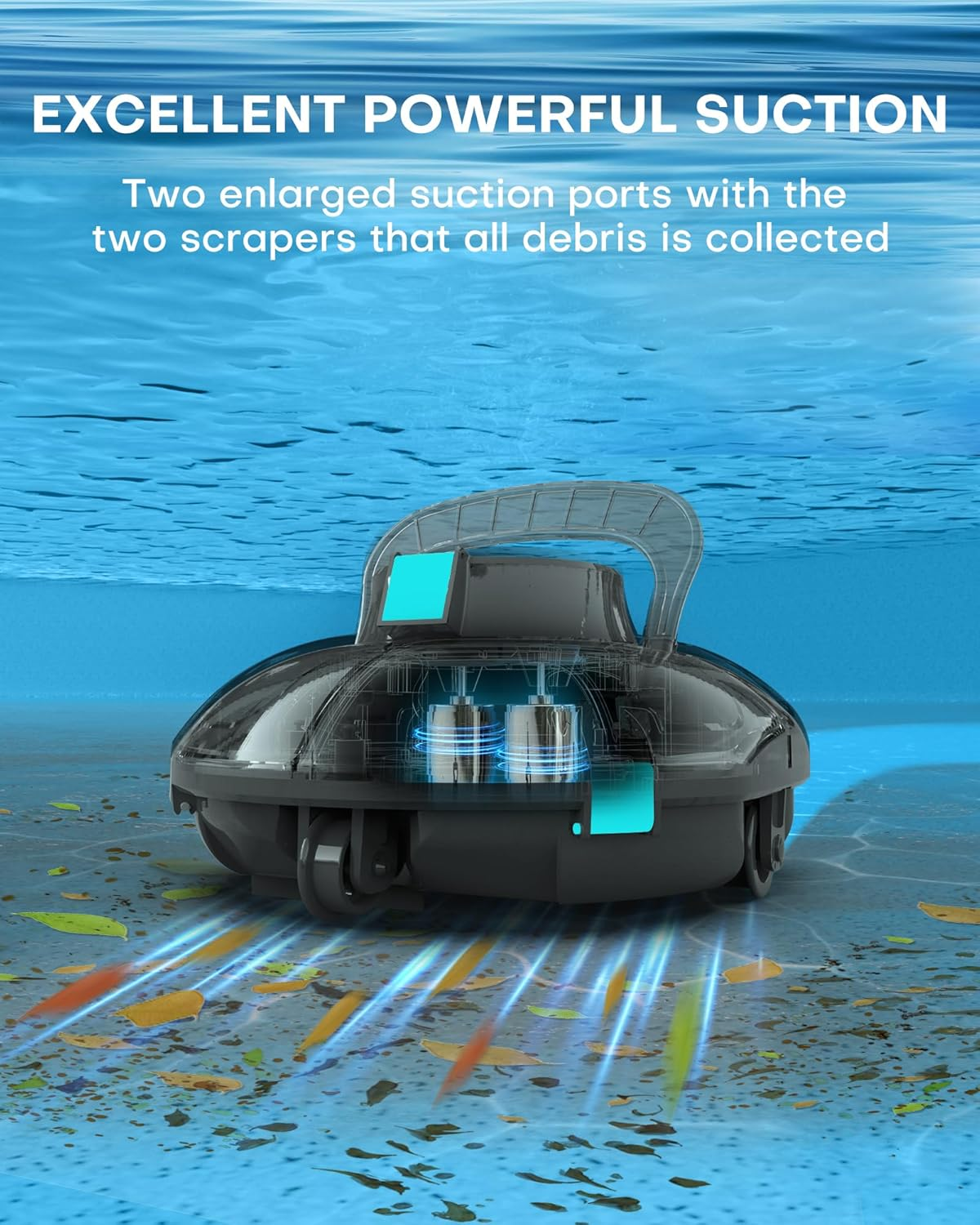 (2025 Upgrade) Cordless Robotic Pool Cleaner with 180&Mu;m Dual Filtration, 80-Minute Runtime, Self-Parking, Portable & Lightweight Design, Ideal for above Ground Pool up to 60M&sup2; image number 2