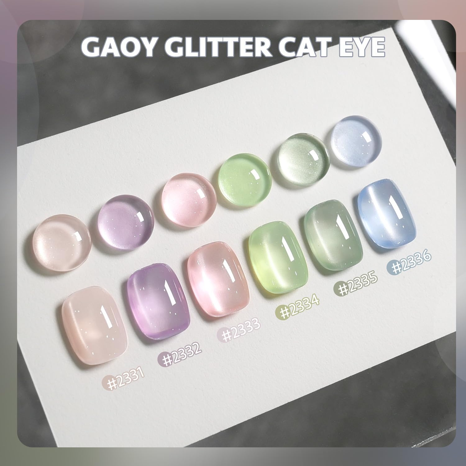 GAOY Cat Eye Gel Nail Polish Set with Magnet for Green Blue Pink Glitter Holographic Cat Eye, Salon Gel Manicure and Nail Art DIY at Home, Minty Fresh image number 1