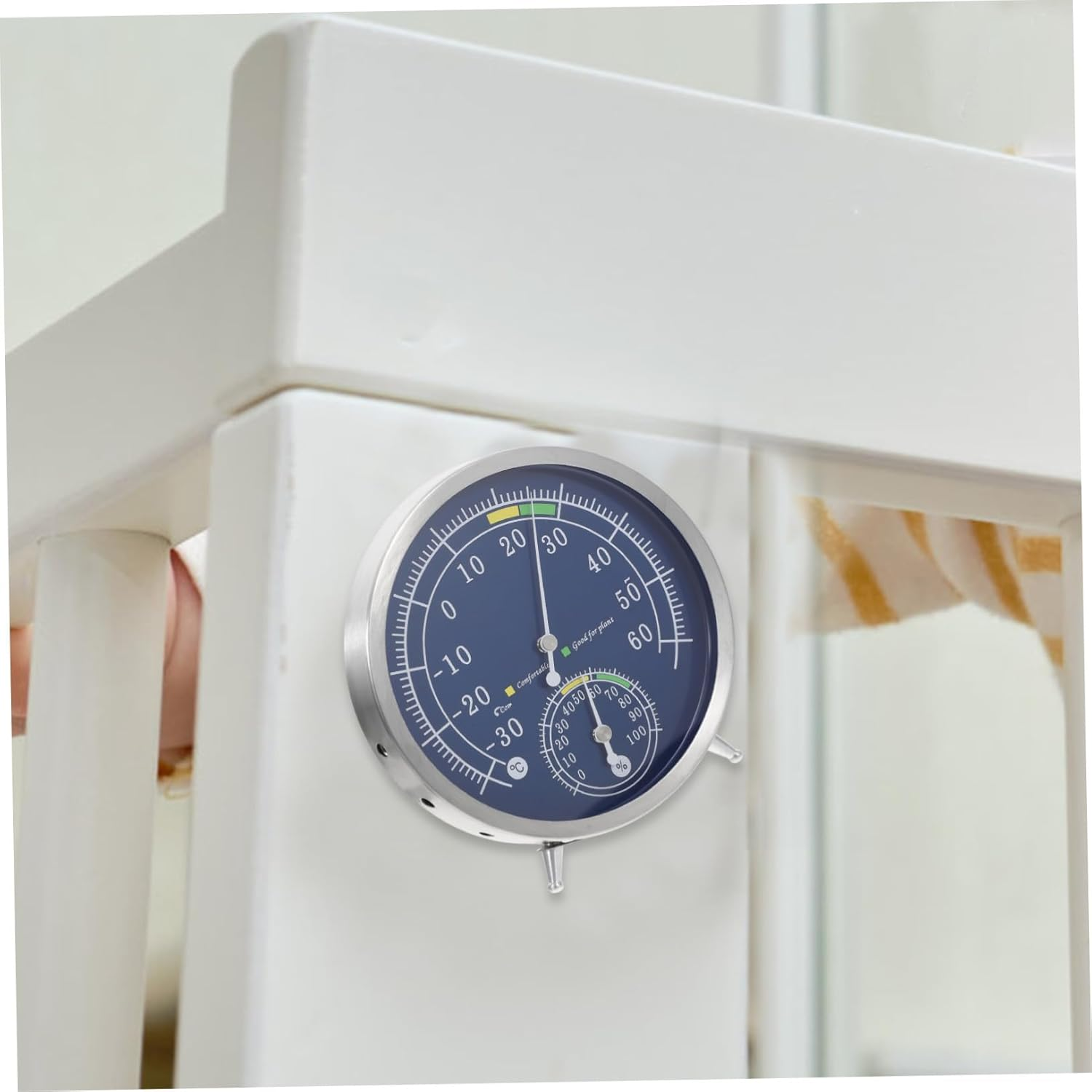 DECHOUS Stainless Steel Indoor Outdoor Hygrometer Thermometer High Precision Analog Temperature Humidity Gauge Tabletop Wall Mount for Home Sauna Garden image number 2