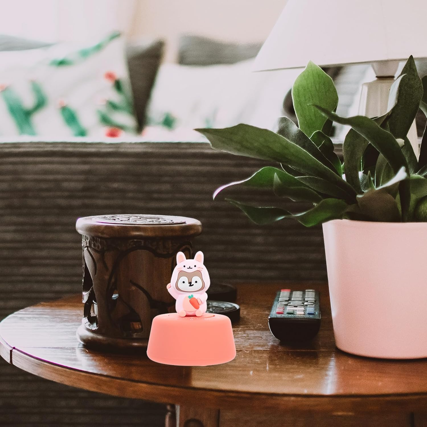 PHENOFICE Mechanical Kitchen Timer Manual Countdown Cartoon Pink Rabbit Time Reminder for Baking Cooking Games in Home