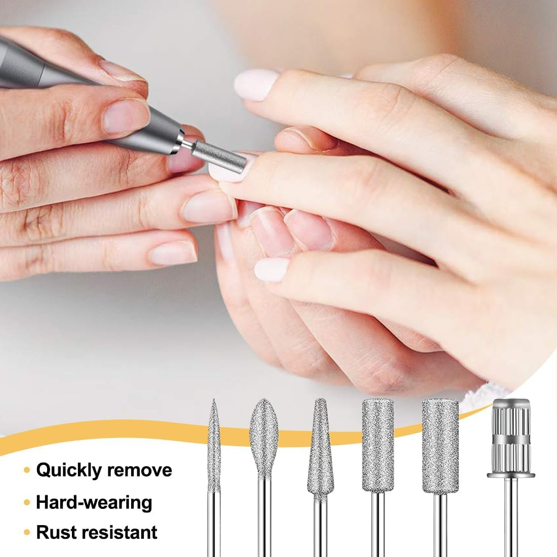 12 Pcs Nail Drill Bit Set, Nail Drill Bits, 6 Pcs Tungsten Carbide Drill Bits + 6 Pcs Brush, 3/32 Inch Nail Bits for Nail Drill image number 5