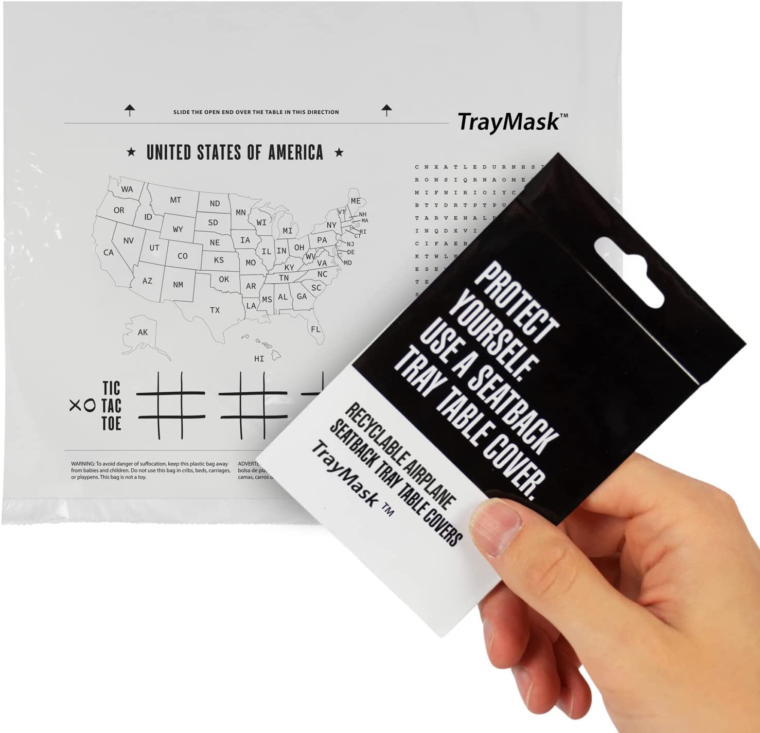 Traymask Disposable Tray Table Cover | Must Have Airplane Travel Essentials | Perfect for Toddlers, Kids and Adults Travel Accessories | Provides a Fresh/Clean Layer of Protection | 10 Pack image number 3