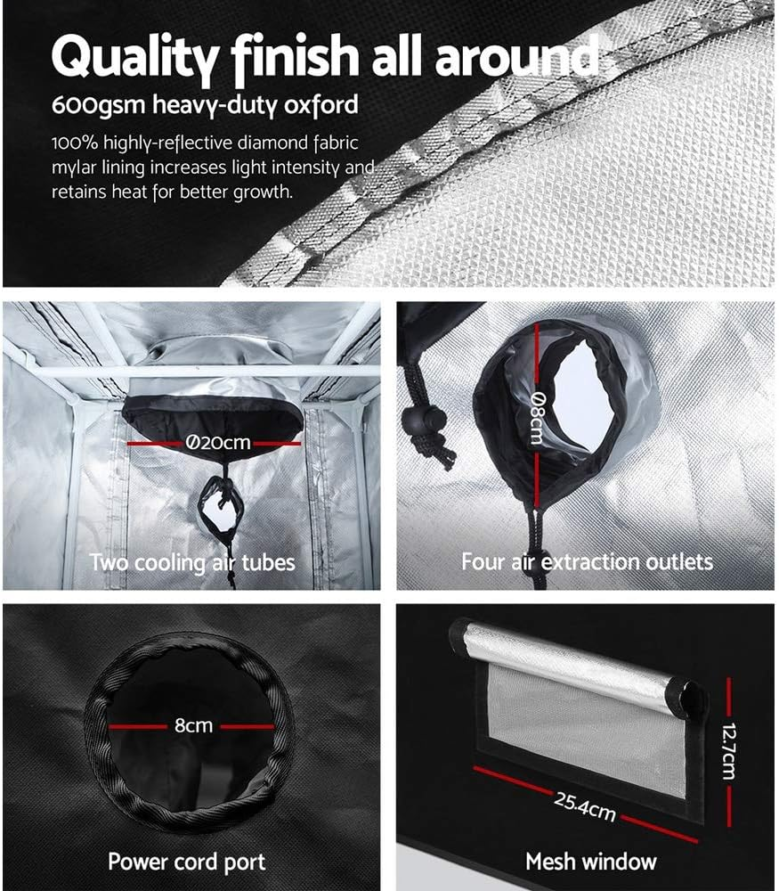 Greenfingers Grow Tent 60 X 60 X 90Cm Hydroponics Growing System Indoor Greenhouse Hydroponic Indoor Plant Kits,600D Oxford Cloth Black Exterior and Steel Frame with Highly Reflective Inside image number 2