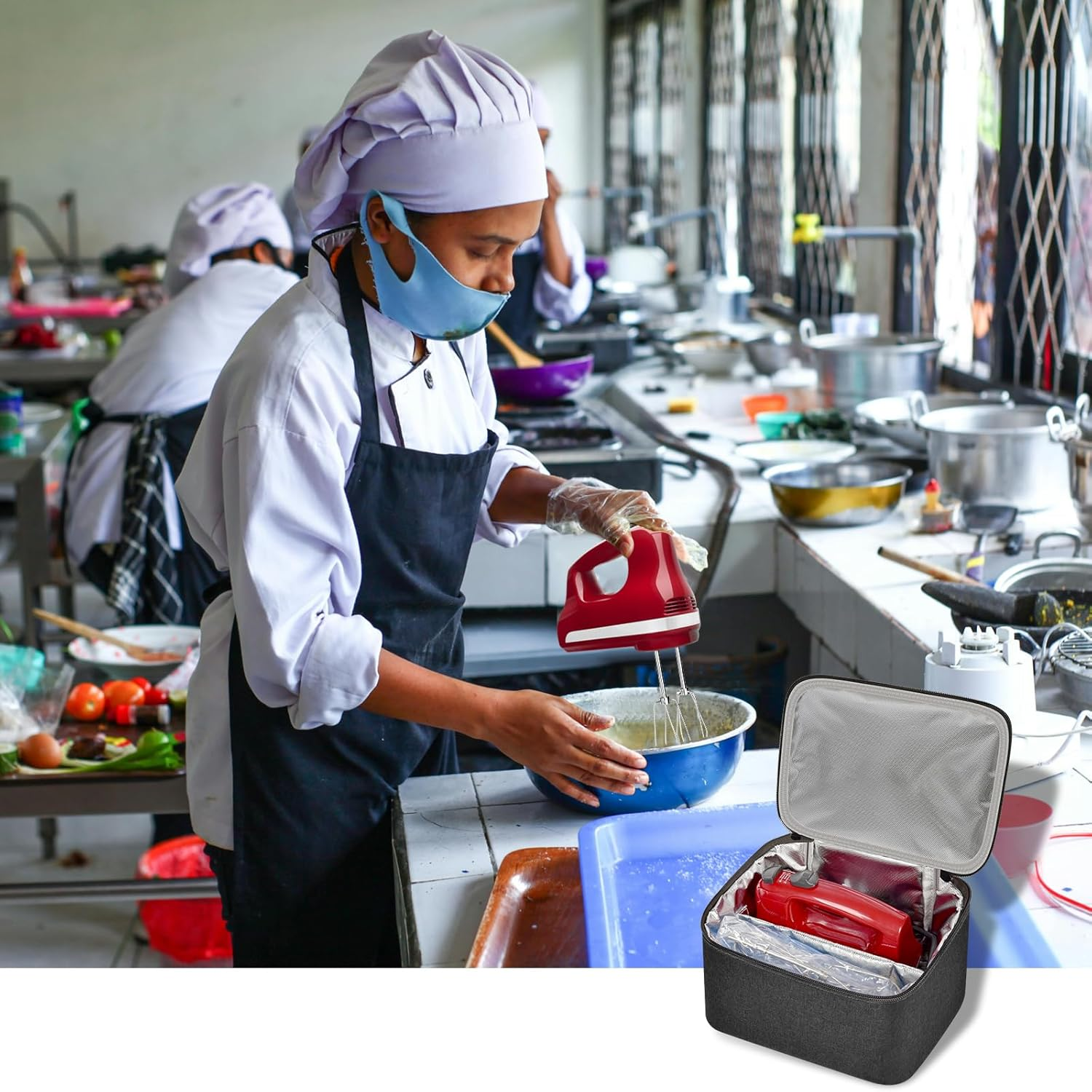 Steadtep Digital Hand Mixer Carrying Bag for Kitchenaid 5/6/ 7/9 Ultra Power Speed Hand Mixers, Portable Travel Storage Case Bag with Handle for Kitchen Aid Mixer Accessories (Box Only) - Grey image number 4