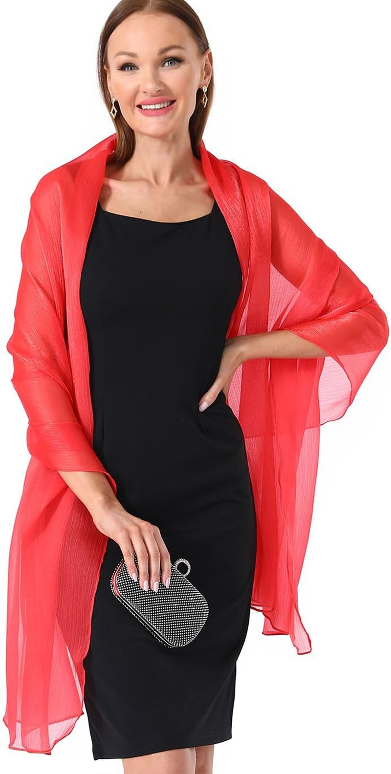 Chiffon Crepe Shawl for Women, Elegant Sheer Shawls and Wraps for Formal Evening, Soft Wedding Brides Scarf image number 4