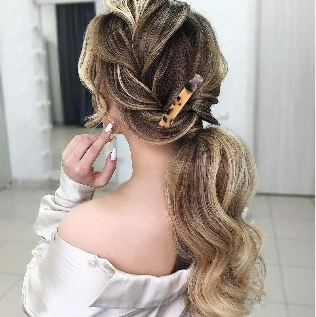 FMYODWU Pack of 2 Women'S Hair Clips, French Hair Clips, Vintage Hair Accessories, Hair Clips, Automatic Tortoiseshell Hair Clips, Thick Hair Clips, French Vintage Hair Clips image number 1